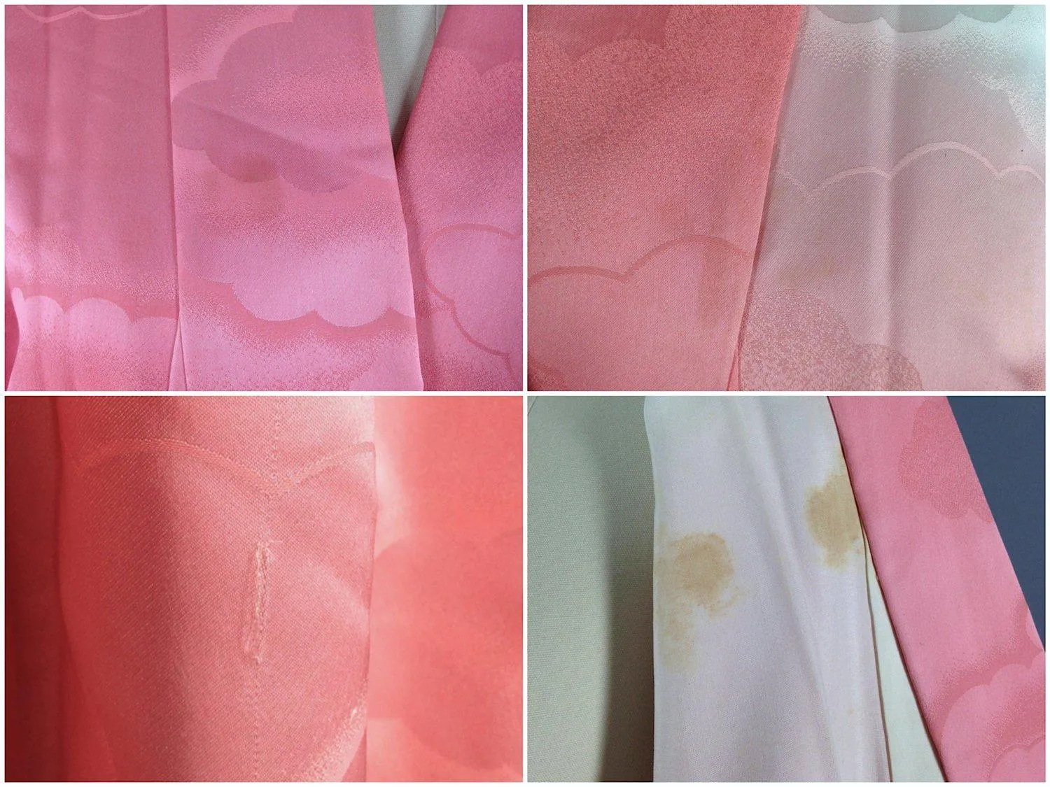 1950s Vintage Silk Kimono Robe / Pink Clouds