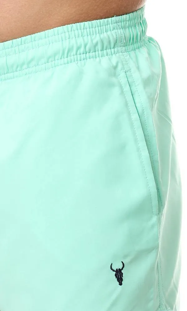57247 Elastic Waist Solid Swim Short - Bright Aquamarine