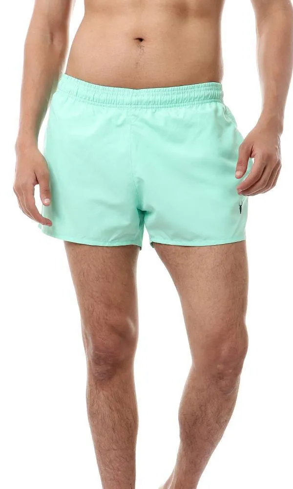 57247 Elastic Waist Solid Swim Short - Bright Aquamarine