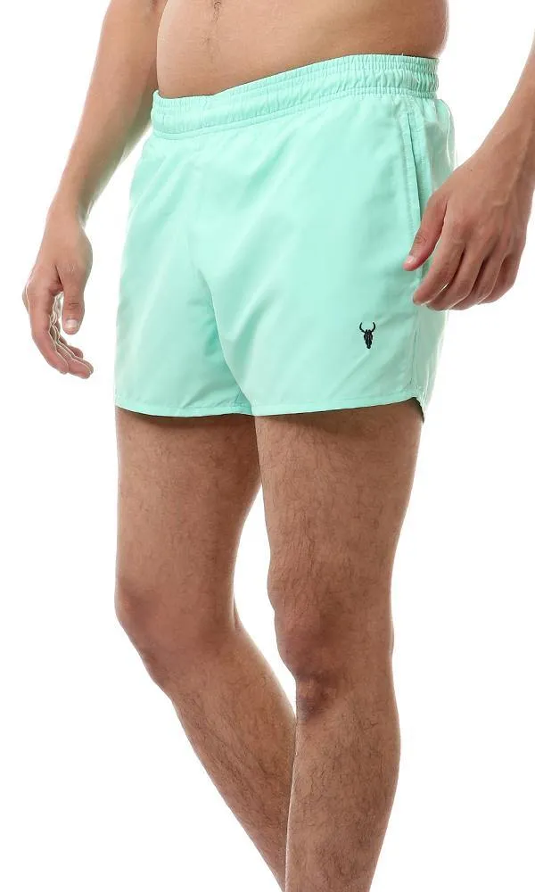 57247 Elastic Waist Solid Swim Short - Bright Aquamarine