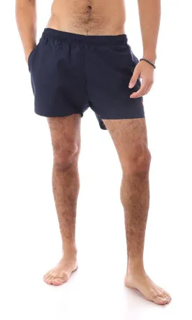 95793 Navy Blue Solid Elastic Waist Swim Shorts