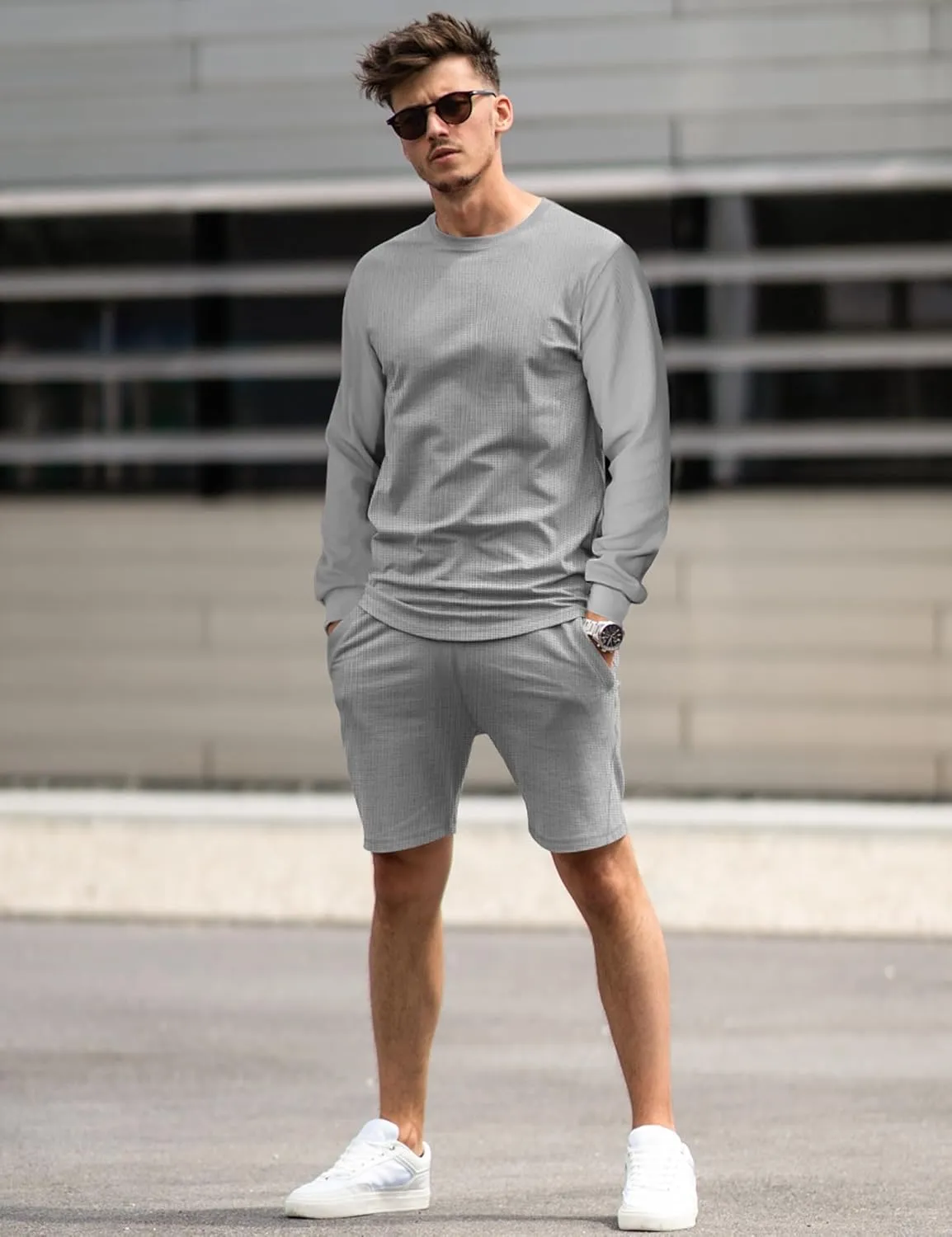 Babioboa Men's Short Sleeve Tracksuit Summer T Shirt & Shorts set 2 Pockets Oversize Two Piece Casual Daily Duty-off