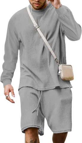 Babioboa Men's Short Sleeve Tracksuit Summer T Shirt & Shorts set 2 Pockets Oversize Two Piece Casual Daily Duty-off