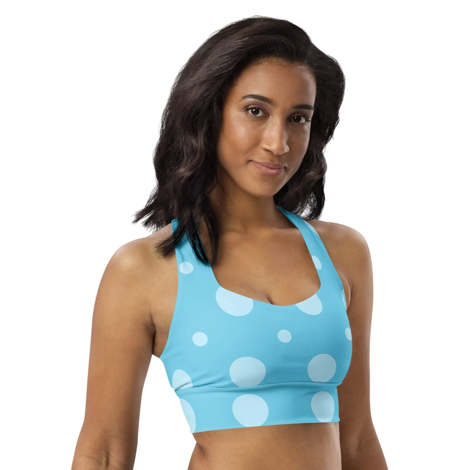 Baby Blue Polka Dots Sports Bra, Fitness Bra lioness-love