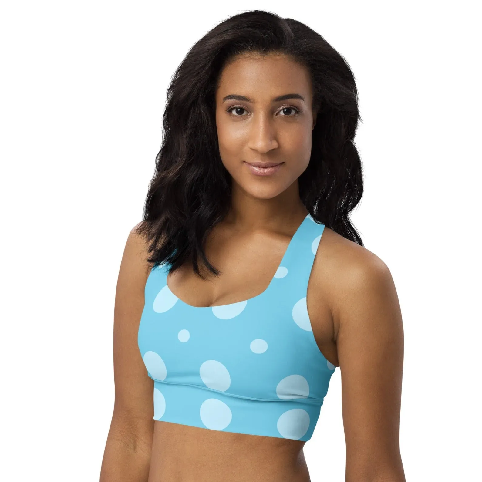 Baby Blue Polka Dots Sports Bra, Fitness Bra lioness-love