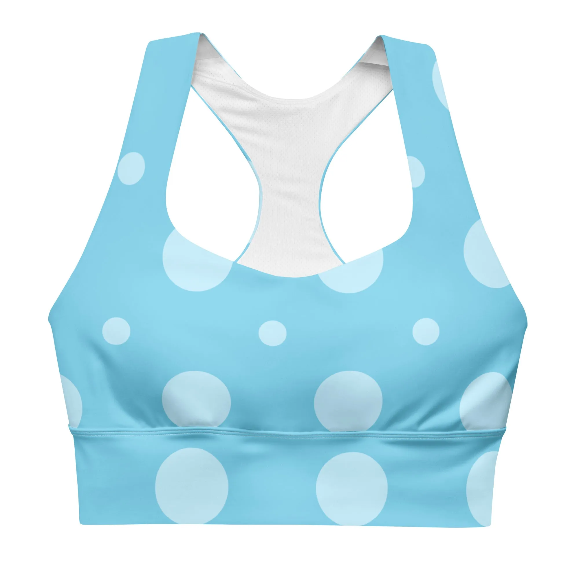 Baby Blue Polka Dots Sports Bra, Fitness Bra lioness-love