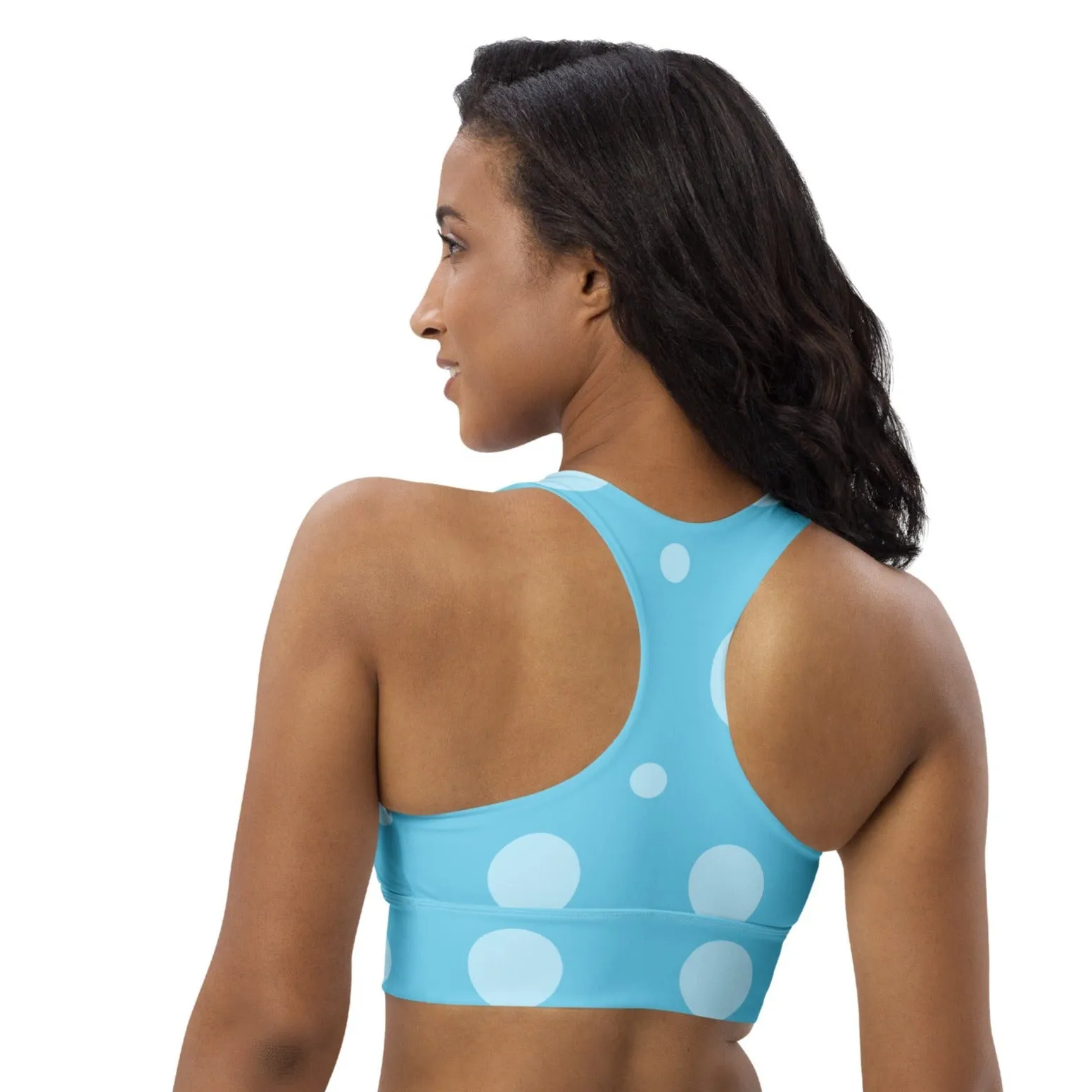 Baby Blue Polka Dots Sports Bra, Fitness Bra lioness-love