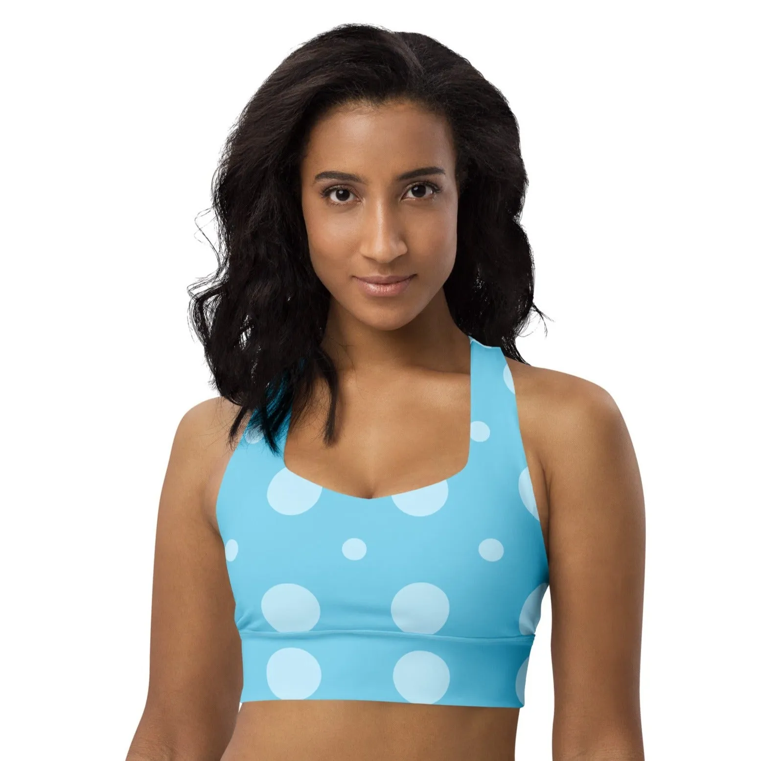 Baby Blue Polka Dots Sports Bra, Fitness Bra lioness-love