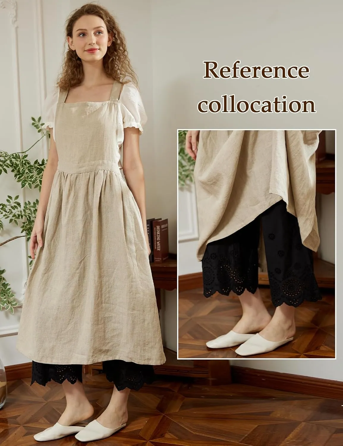 BEAUTELICATE Vintage Cotton Shorts Pettipants Culotte Slip Cropped Sleepwear Pants with Lace Edge