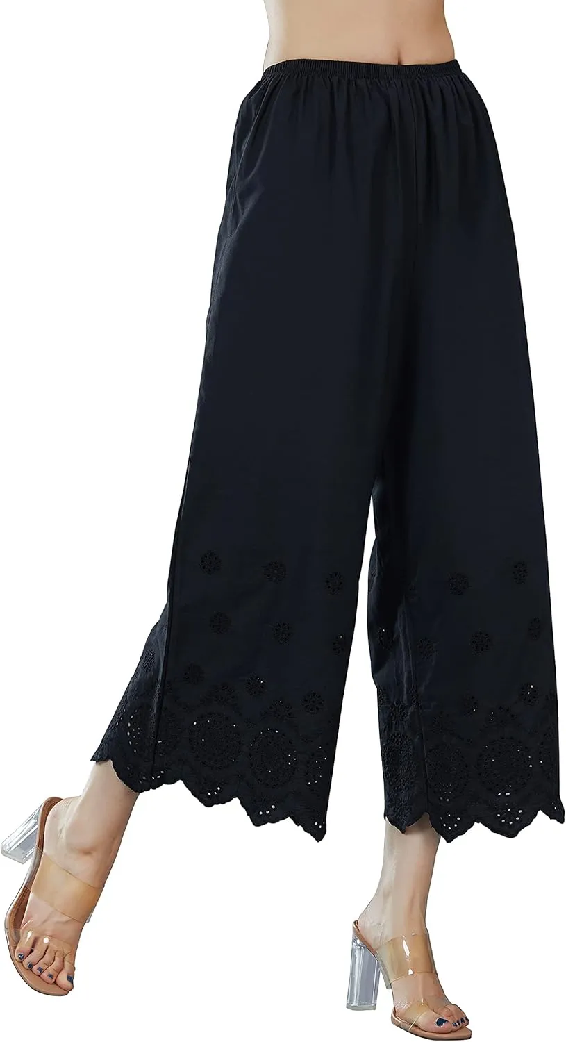 BEAUTELICATE Vintage Cotton Shorts Pettipants Culotte Slip Cropped Sleepwear Pants with Lace Edge