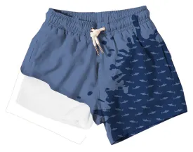 Bermies Navy to Shark Color Changing Swim Trunks