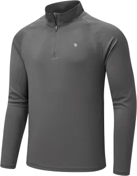 BGOWATU Men's Hiking Shirts Long Sleeve Sun Shirts UPF 50  Quarter Zip Pullover Quick Dry Rash Guard