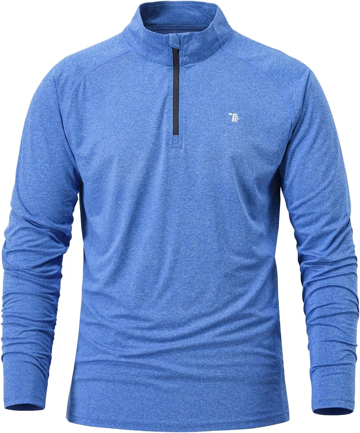 BGOWATU Men's Quarter Zip Pullover Long Sleeve Polo Shirts UPF 50 Quick Dry Golf Shirt