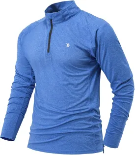 BGOWATU Men's Quarter Zip Pullover Long Sleeve Polo Shirts UPF 50 Quick Dry Golf Shirt