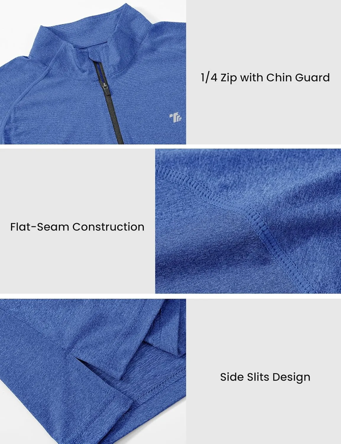 BGOWATU Men's Quarter Zip Pullover Long Sleeve Polo Shirts UPF 50 Quick Dry Golf Shirt