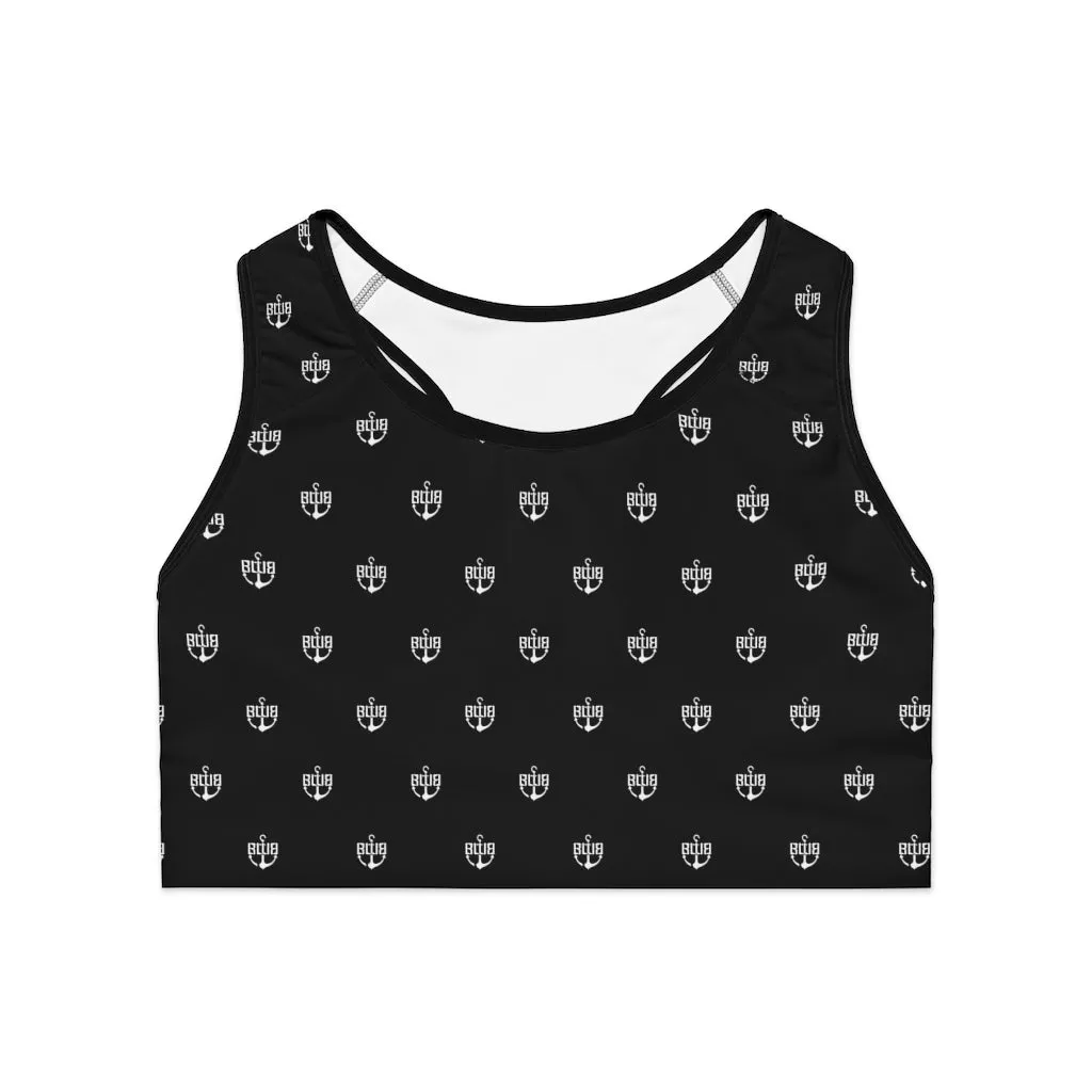 Black All Over Logo Sports Bra