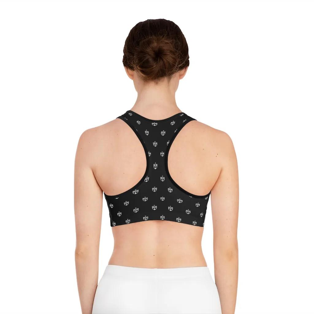 Black All Over Logo Sports Bra