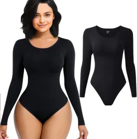 Bodysuits for Women High Neck Long Sleeve Body Women's Crew Neck Long Sleeve Bodysuit