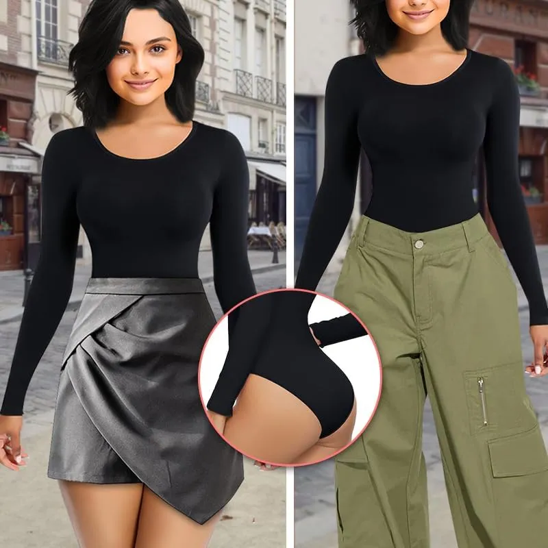Bodysuits for Women High Neck Long Sleeve Body Women's Crew Neck Long Sleeve Bodysuit