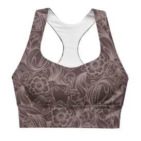 Brown Tooled Longline sports bra