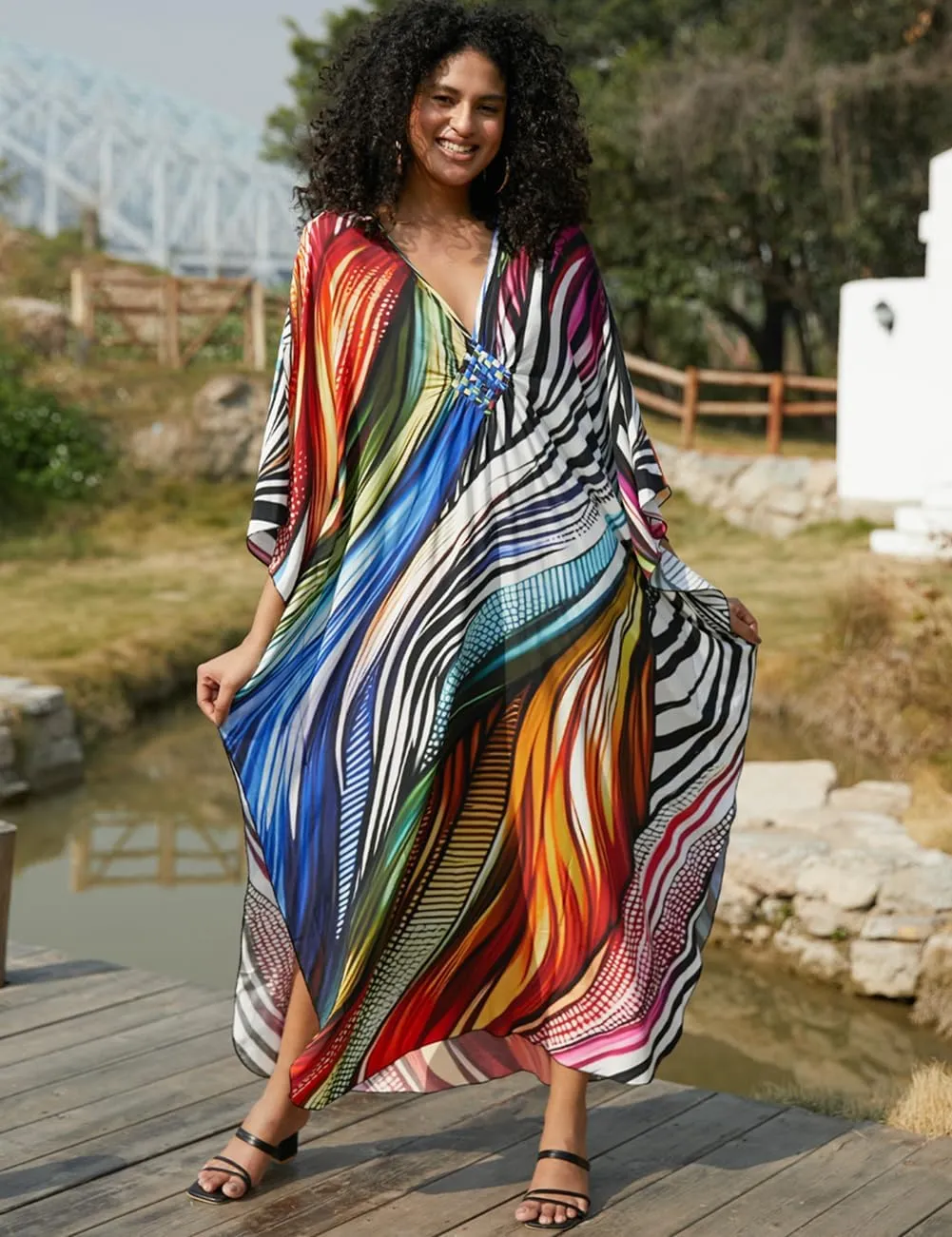 Bsubseach Plus Size Caftan Dresses for Women Bathing Suit Cover Up Swimsuit Beachwear