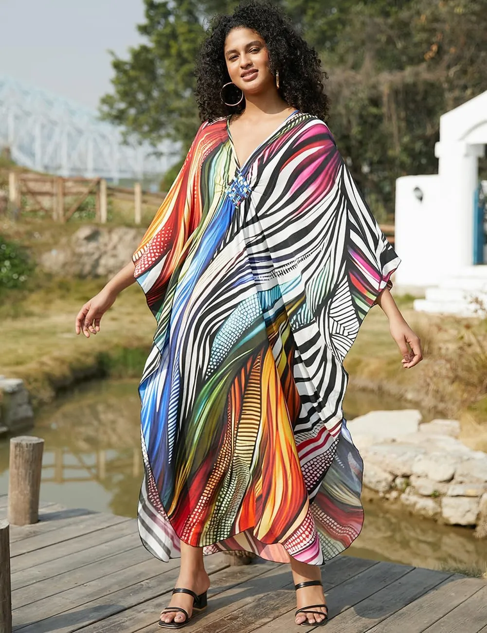 Bsubseach Plus Size Caftan Dresses for Women Bathing Suit Cover Up Swimsuit Beachwear