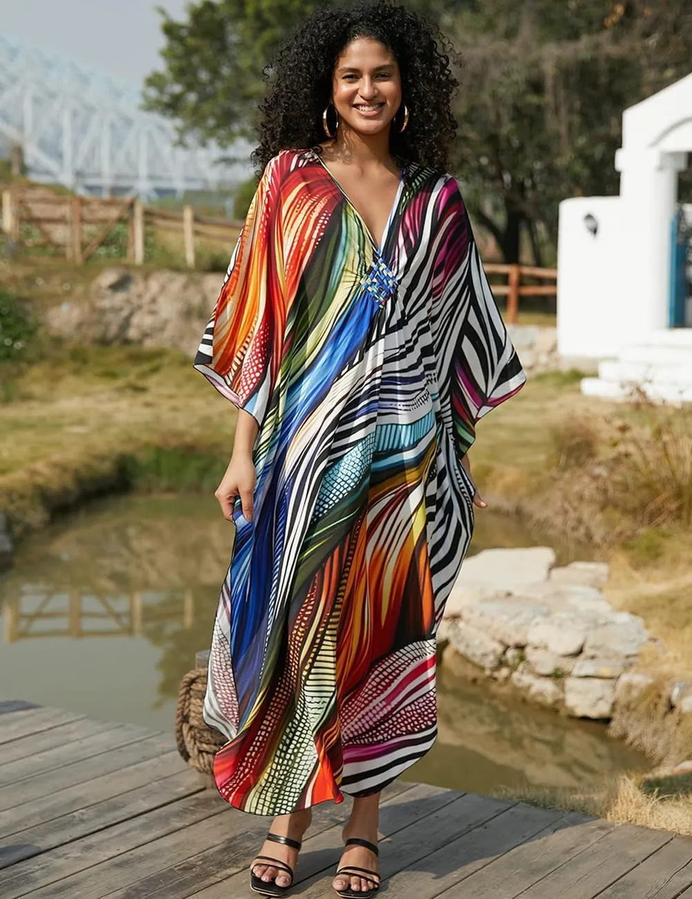 Bsubseach Plus Size Caftan Dresses for Women Bathing Suit Cover Up Swimsuit Beachwear
