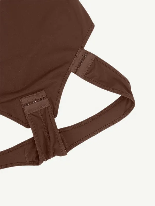 Built In Shapewear Long Sleeve Scoop Neck Thong Bodysuit