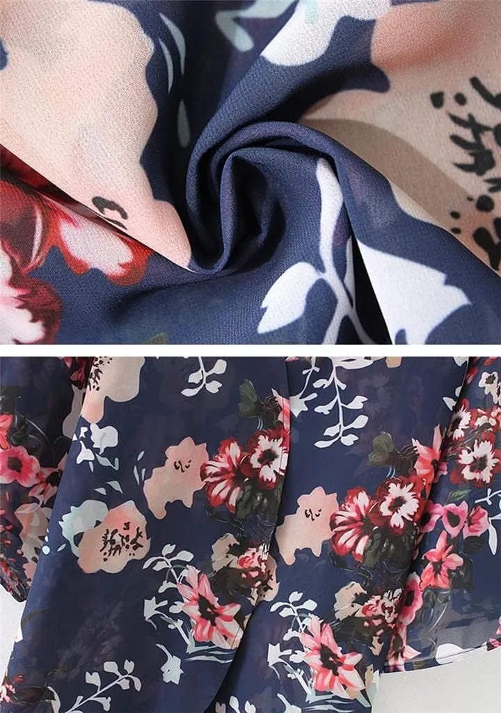 Camisunny Women Chiffon Printed Cardigan Kimono Robe Tops Beach Bikini Cover up Blouse