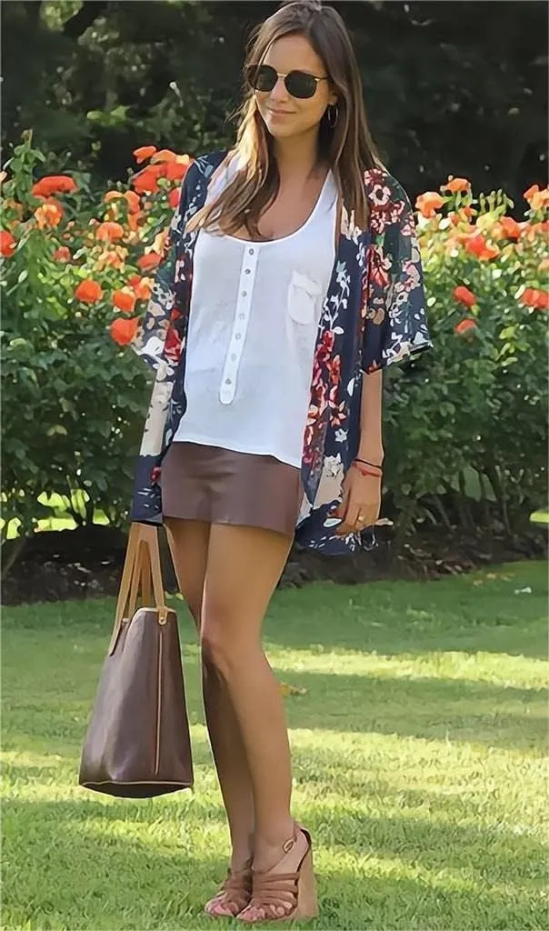 Camisunny Women Chiffon Printed Cardigan Kimono Robe Tops Beach Bikini Cover up Blouse