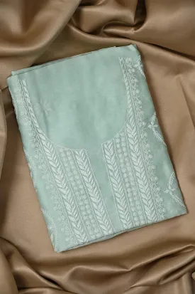 Chanderi Length with Dupatta - Cyan Green