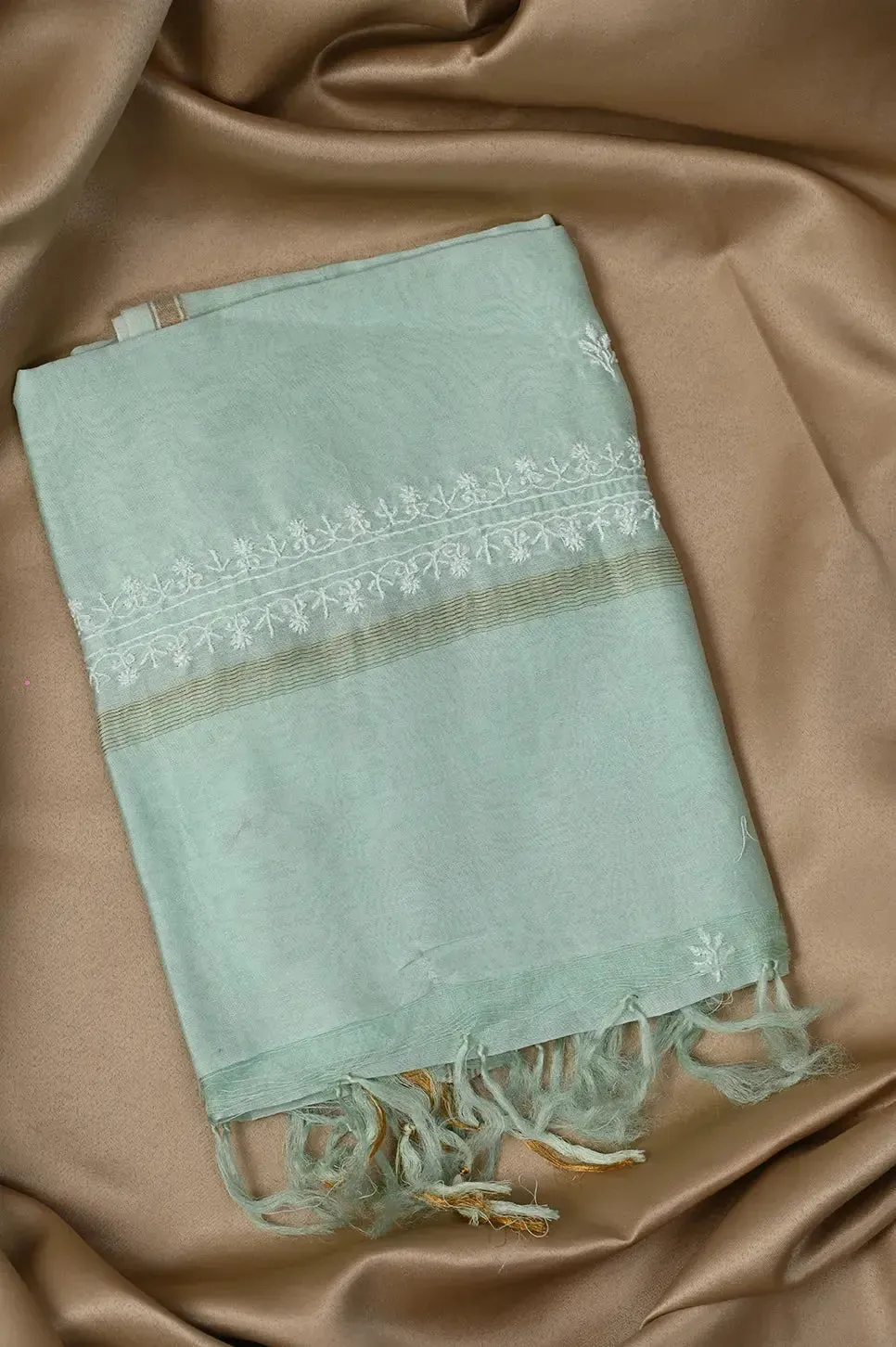 Chanderi Length with Dupatta - Cyan Green