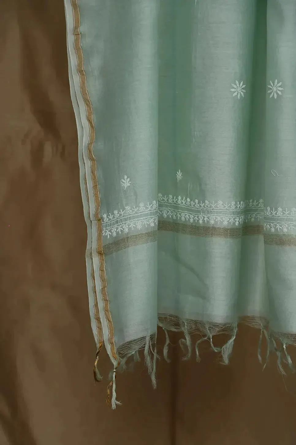 Chanderi Length with Dupatta - Cyan Green