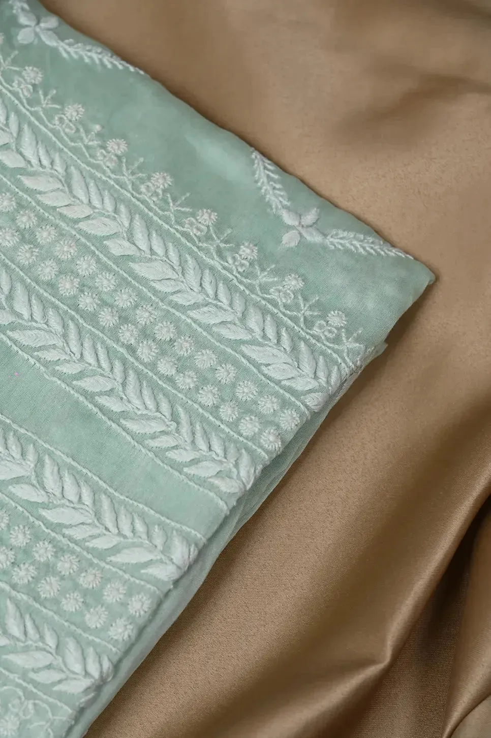 Chanderi Length with Dupatta - Cyan Green
