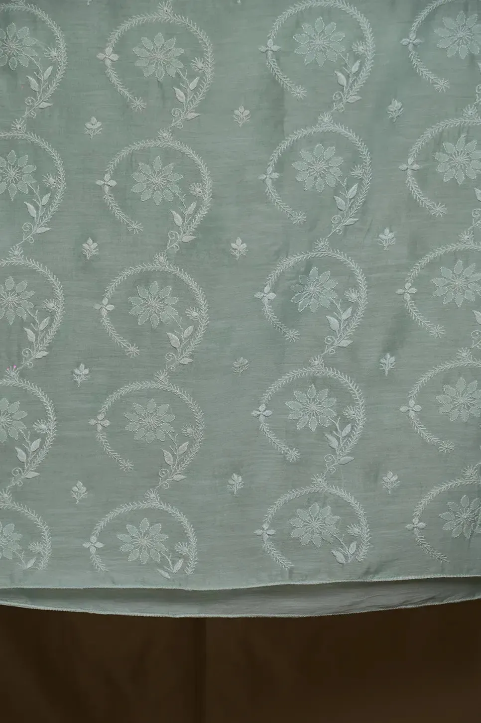 Chanderi Length with Dupatta - Cyan Green