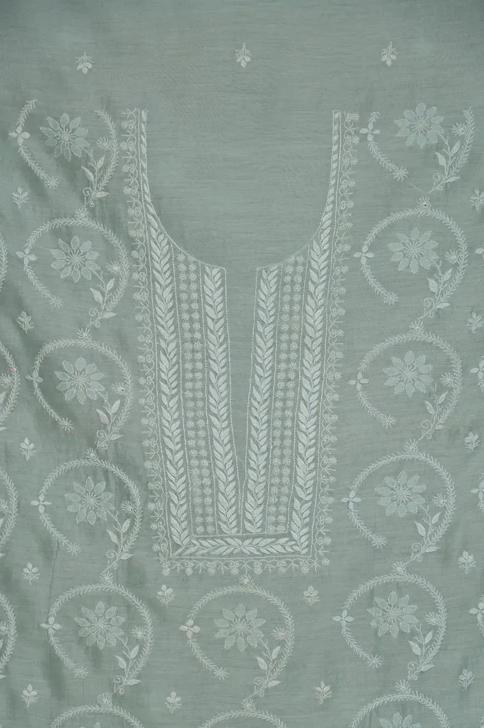 Chanderi Length with Dupatta - Cyan Green
