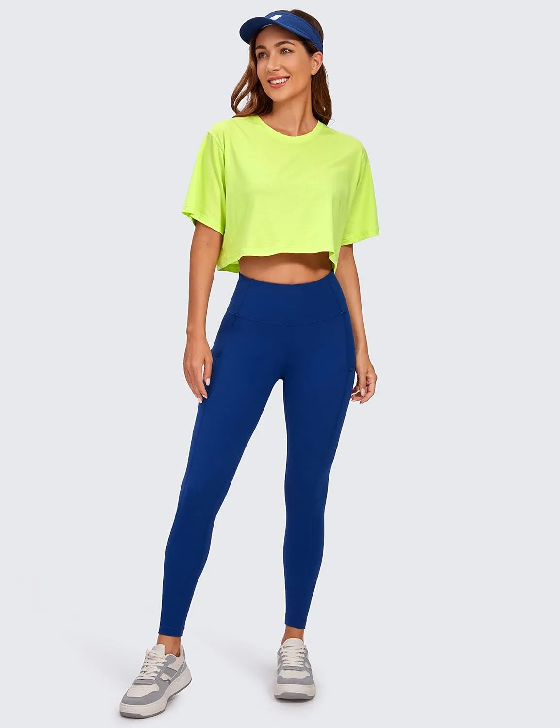 CRZ YOGA Women's Pima Cotton Workout Crop Tops Short Sleeve Yoga Shirts Casual Athletic Running T-Shirts