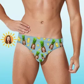 Custom Face Hawaiian Style Men's Swimming Trunks Personalised Pineapple Triangle Swim Briefs