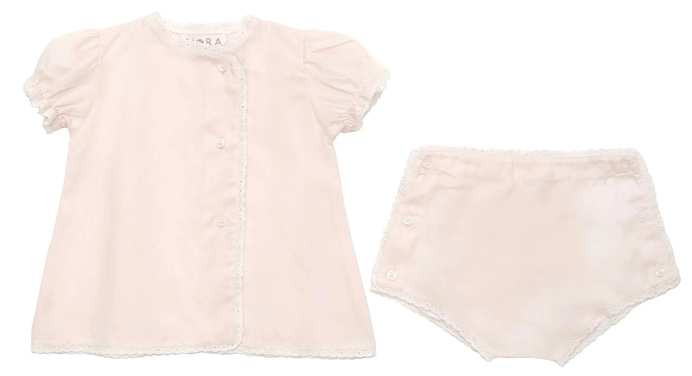 Eyelet Cotton Diaper Set Pink