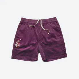 Fire Blossom Embroidered Corduroy Short