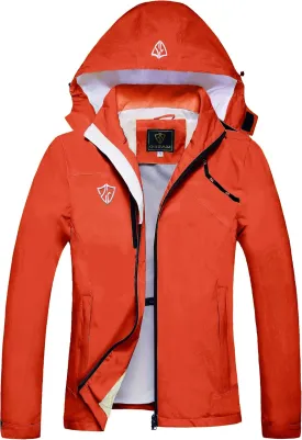 GIISAM Women's Waterproof Rain Jacket,Lightweight Windproof Full Zip Women's Packable Fall Raincoat Windbreaker with Hood