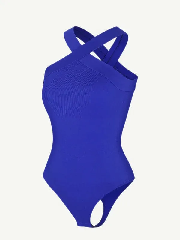 Halter Neck Criss-Cross Seamless Shapewear Bodysuit