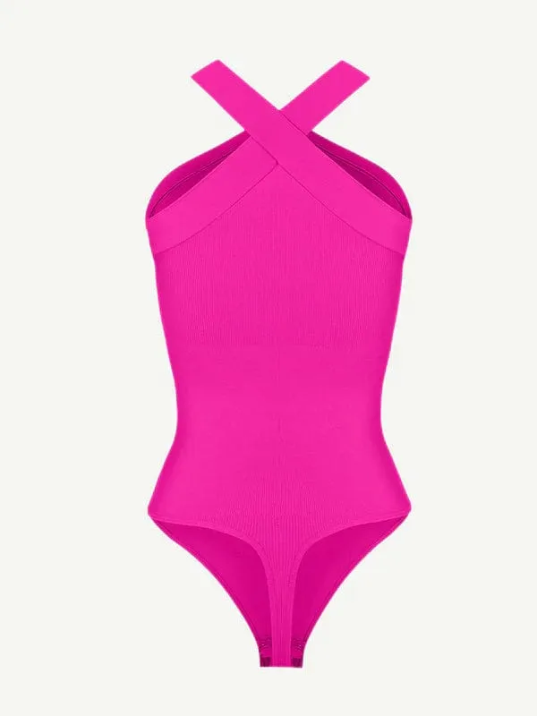 Halter Neck Criss-Cross Seamless Shapewear Bodysuit