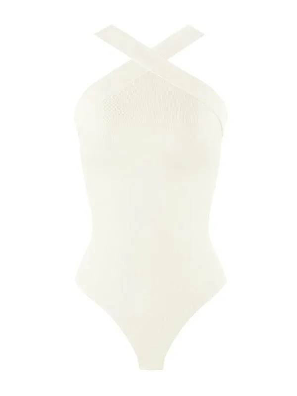 Halter Neck Criss-Cross Seamless Shapewear Bodysuit