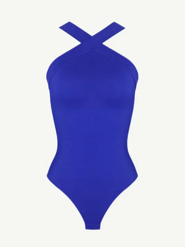 Halter Neck Criss-Cross Seamless Shapewear Bodysuit