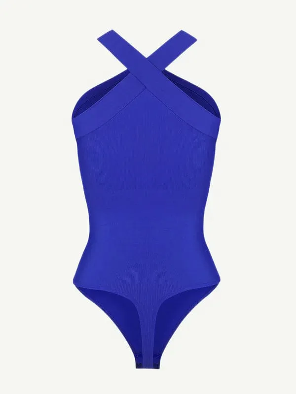 Halter Neck Criss-Cross Seamless Shapewear Bodysuit