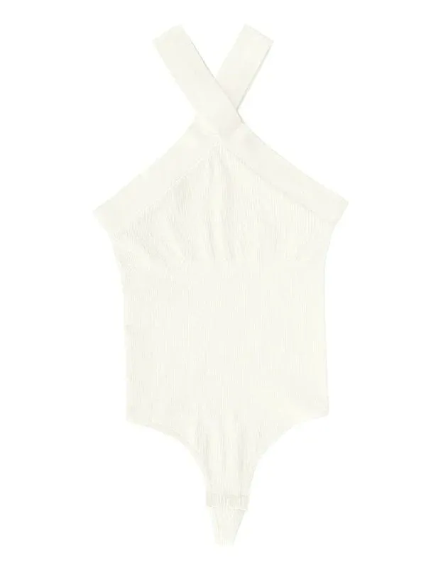 Halter Neck Criss-Cross Seamless Shapewear Bodysuit