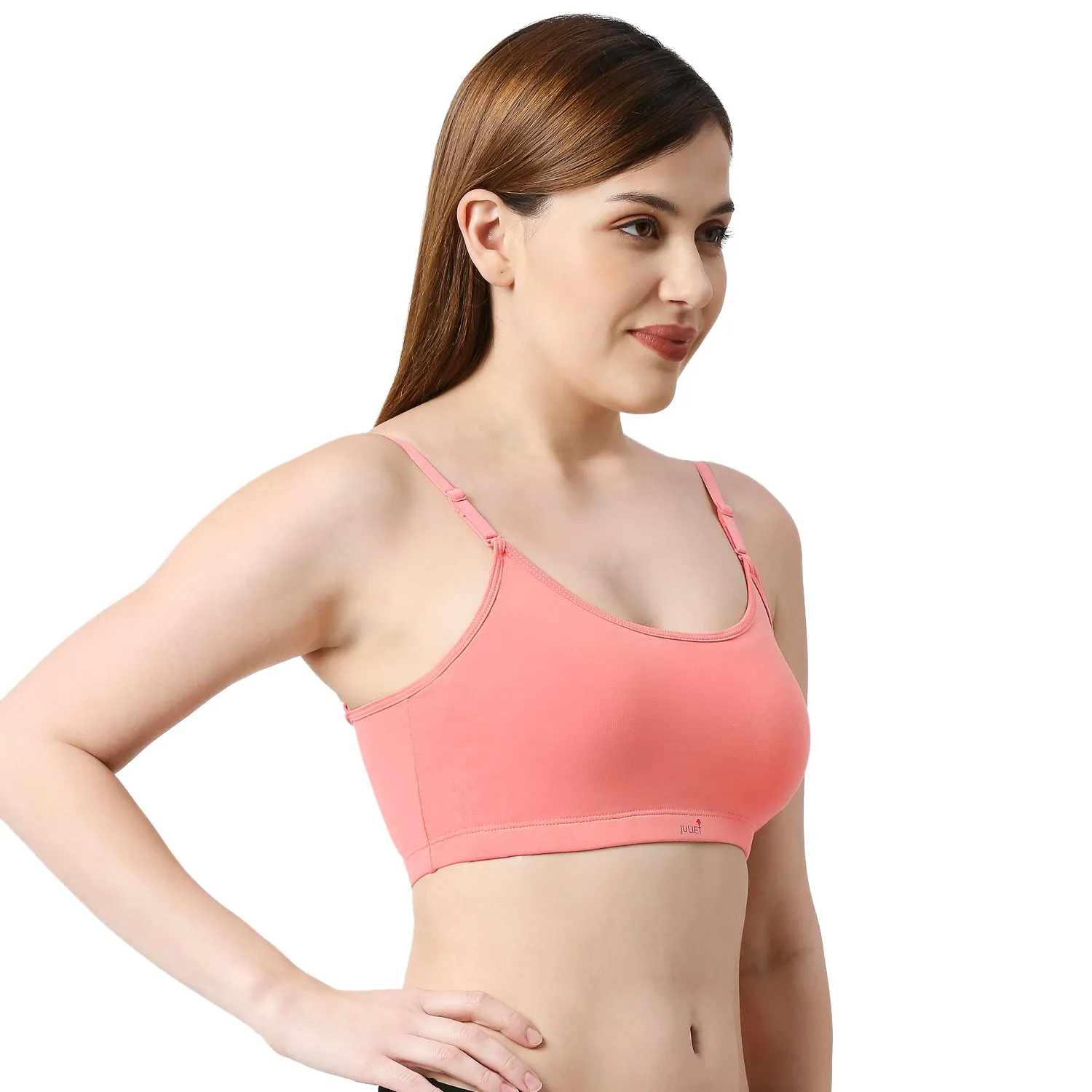 JS 90 -5 Padded Solid Low Impact Sports Bra Peach