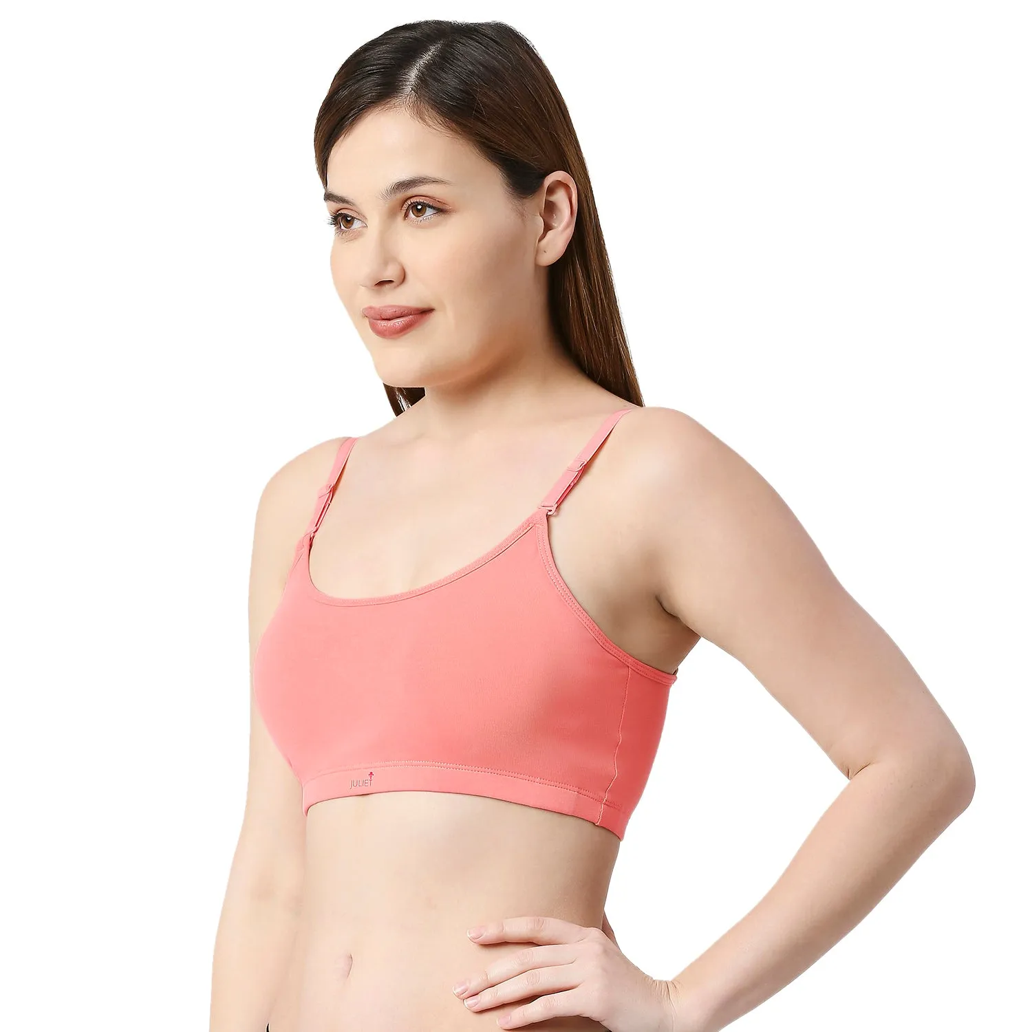 JS 90 -5 Padded Solid Low Impact Sports Bra Peach