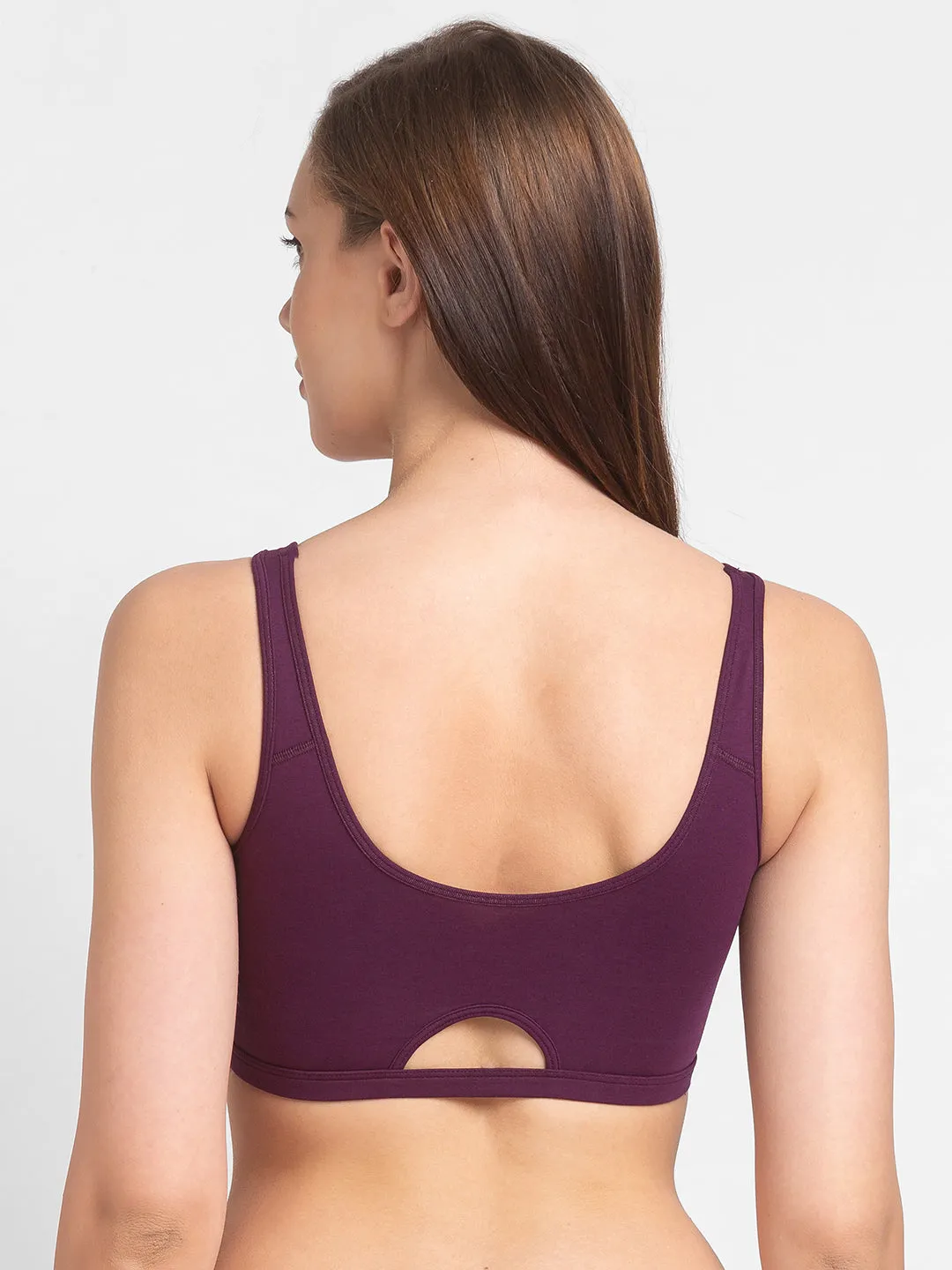JS 90-Non Padded Solid Low Impact Sports Bra Wine